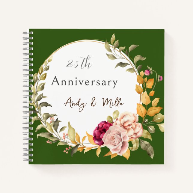 Carnet Cadeau Vert 25ème Mariage Pour Deux Fleurs De Fer (Devant)