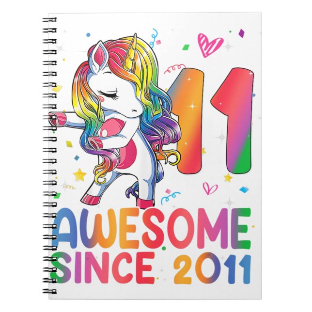 Carnet Cadeaux de 11 ans Filles Ados Dabbing Unicorn 11e (Devant)