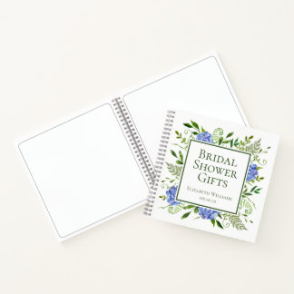 Carnet Cadeaux de Baby Shower Mariage aux Hortensias Bleu