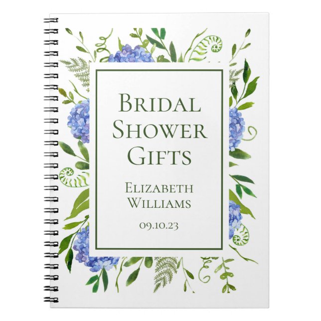 Carnet Cadeaux de Fête de Mariage aux Hortensias Bleus (Devant)