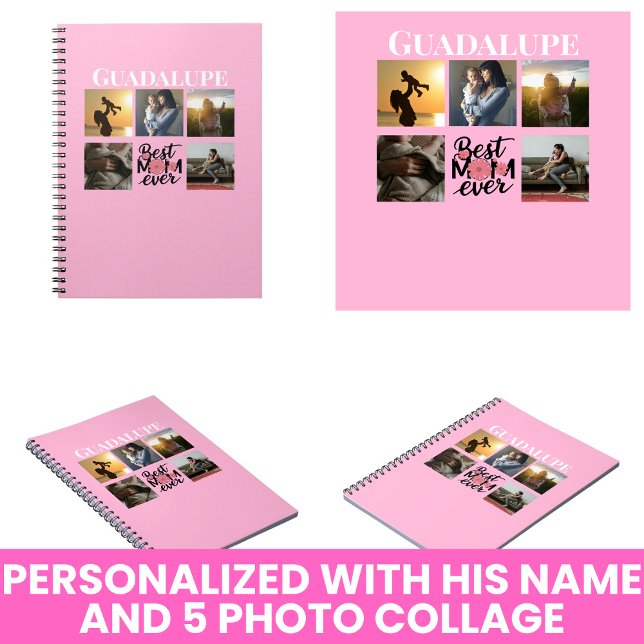 Carnet Cadeaux de la Fête des Mères Collage photo et mono (Mother's Day Gifts Photo Collage and Monogrammed Notebook
)