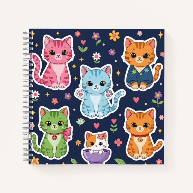 Carnet Cadeaux mignons de chats Kawaii Neko drôles pour a (Devant)
