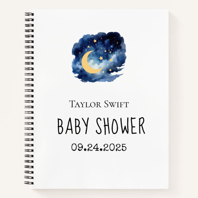 Carnet Cadeaux pour Baby Shower Lune & Étoiles Suivi des  (Devant)