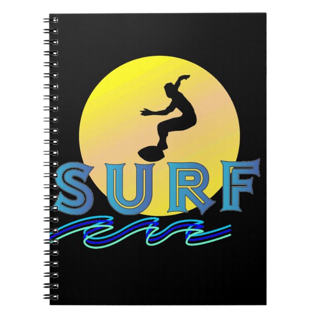 Carnet caderno espiral com tema surf (Devant)