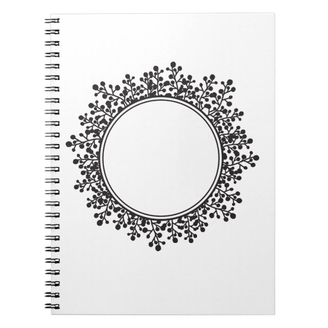 Carnet Cadre floral Nom personnalisable Monogramme (Devant)