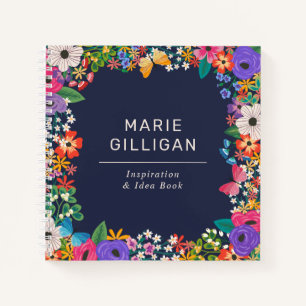 Carnet Cadre floral vibre avec papillons