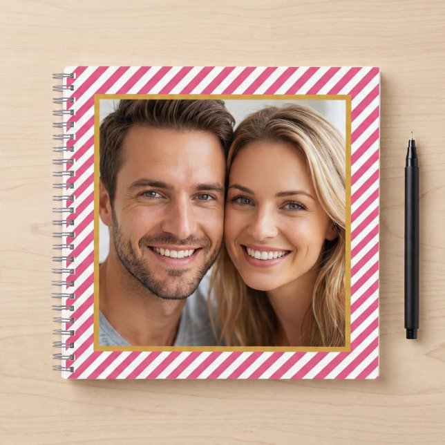 Carnet Cadre photo à rayure diagonale rose (Créateur téléchargé)