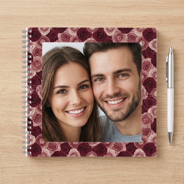 Carnet Cadre photo de bordure florale rose profonde (Créateur téléchargé)