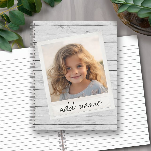 Carnet Cadre photo vintage - Bois gris rustique (Personalized Notebook - vintage Photo Frame)