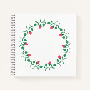 Carnet Cadre rond fleuri avec fleurs roses