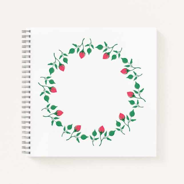 Carnet Cadre rond fleuri avec fleurs roses (Devant)