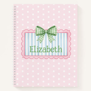 Carnet Cadre rose et bleu avec un nœud en vichy vert