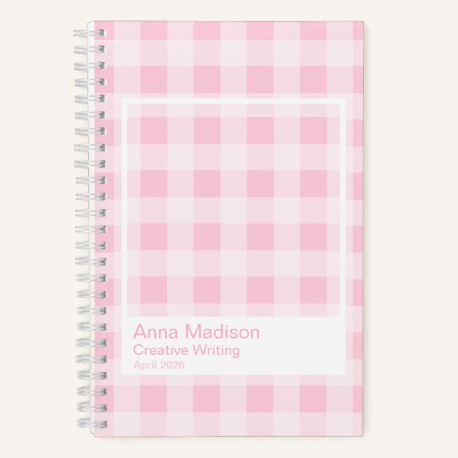 Carnet Cadre Transparent Gingham Rose Pâle (Recto)