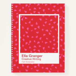 Carnet Cadre transparent grand format à motif floral roug