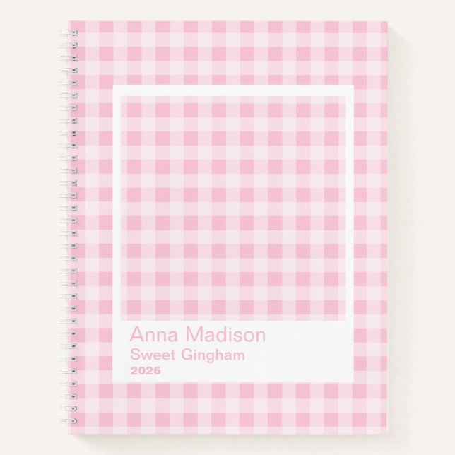 Carnet Cadre Transparent Grand Gingham Rose (Devant)
