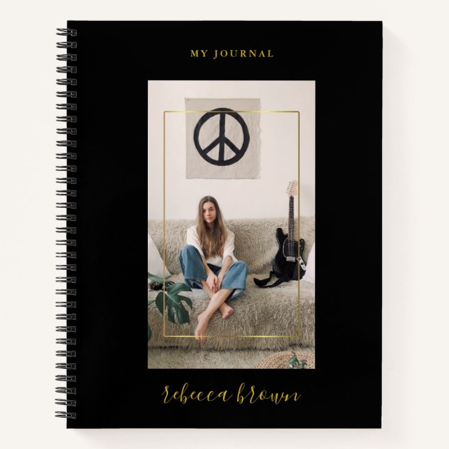 Carnet Cadres d'or Noir Personnalisé Moderne (Devant)