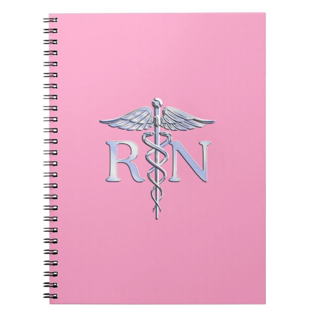 Carnet Caducée de RN d'infirmier autorisé sur rose-clair (Devant)