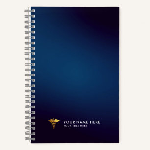 Carnet Caducée Médical Bleu Nuit Or Professionnel