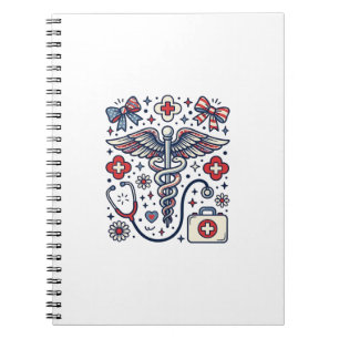 Carnet Caducée Médical Vintage Nurse Patriotique Vecteur
