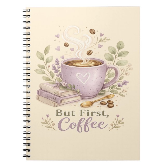 Carnet Café aquarelle lavande cosy (Devant)