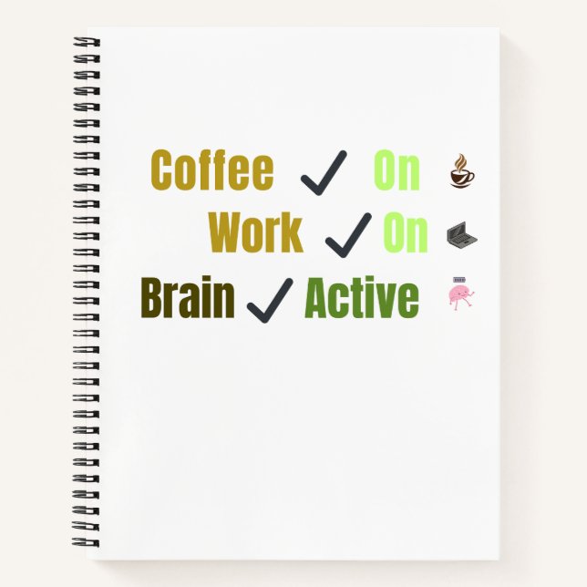 Carnet Café Au Travail Sur Le Cerveau Actif Amateur De Ca (Devant)