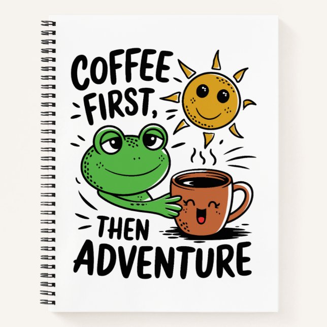 Carnet Café d'abord puis aventure – Grenouille mignonne m (Devant)