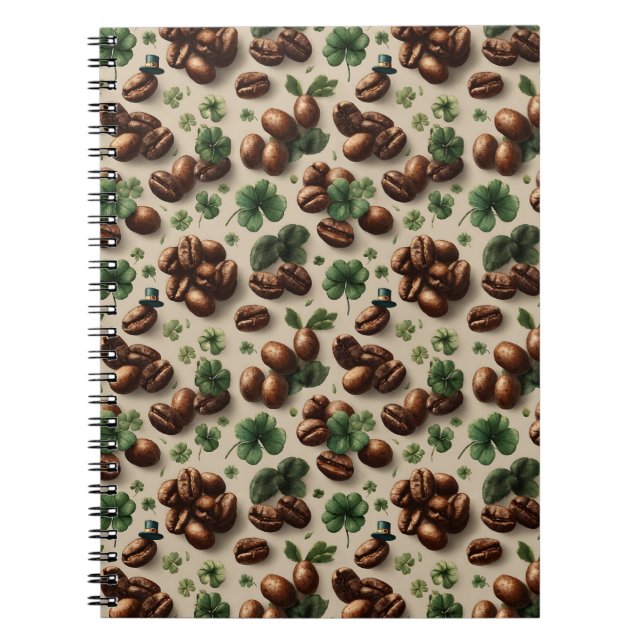 Carnet Café de la Saint-Patrick et motif de trèfle (Devant)