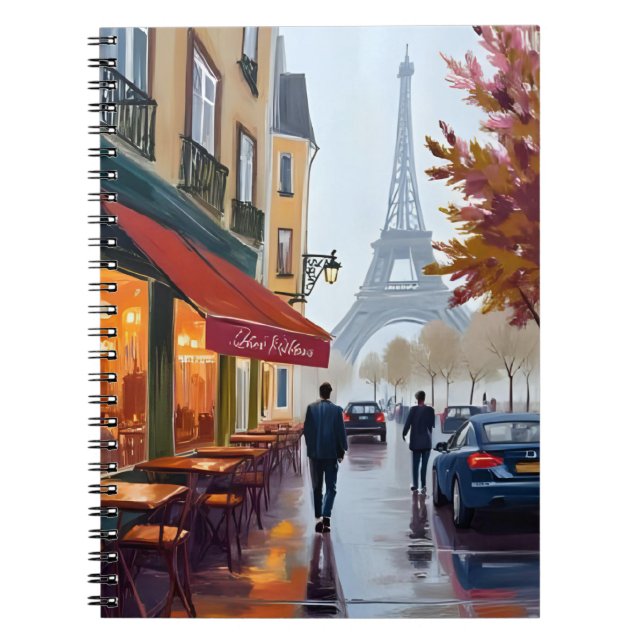 Carnet Café Français Paris Tour Eiffel Aquarelle (Devant)