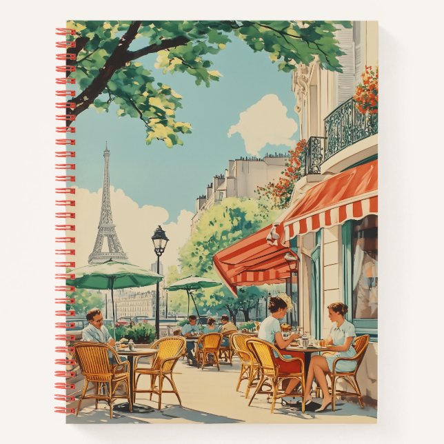 Carnet Café parisien avec vue Eiffel (Devant)