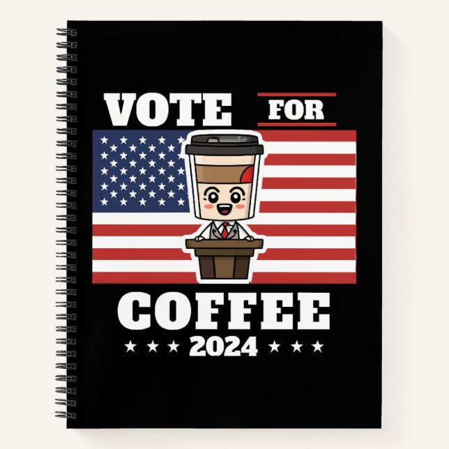 Carnet Café pour président, votez pour café (Devant)