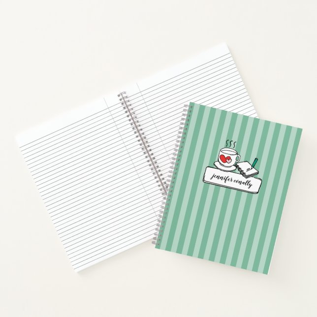 Carnet Café / Thé & Notes Personnalisé Monnaie Vert Gratt (Intérieur)