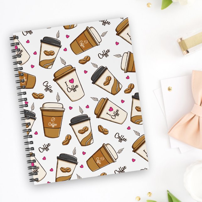 Carnet Cafés, Fèves de café, Amateur de café, Coeurs (Créateur téléchargé)