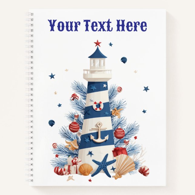 Carnet "Cahier à reliure spirale de Noël nautique – Vacan (Devant)