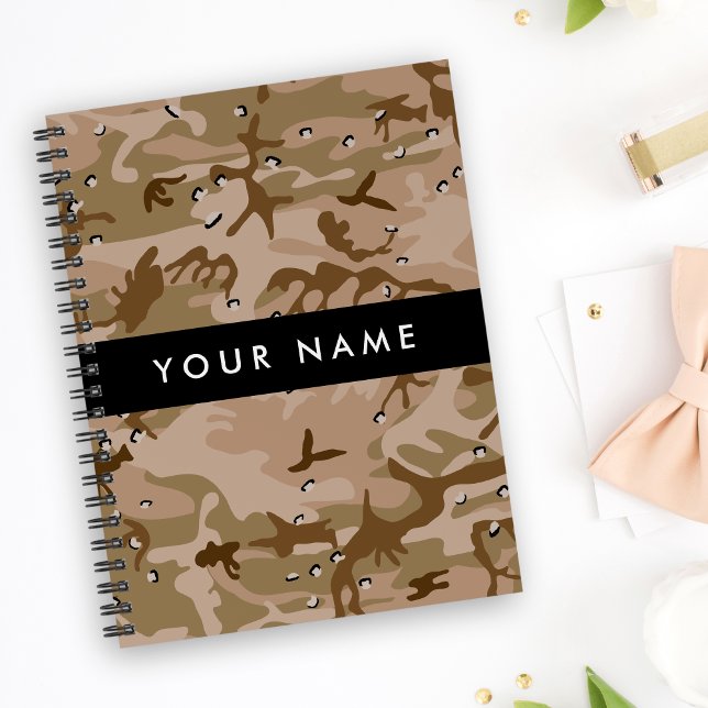 Carnet Cailloux de camouflage du désert, Votre nom, Perso (Créateur téléchargé)
