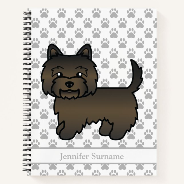 Carnet Cairn Terrier Bringé Foncé Chien Mignon & Texte Pe (Devant)