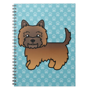 Carnet Cairn Terrier Cartoon Bringé Rouge sur Fond Bleu