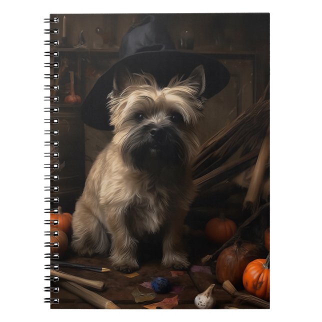 Carnet Cairn Terrier Citrouilles Halloween effroi (Devant)