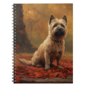 Carnet Cairn Terrier dans les feuilles d'automne qui tomb
