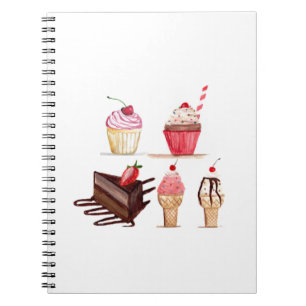 Carnet Cakes Watercolor Bakery Sweets Cupcakes Pastry
