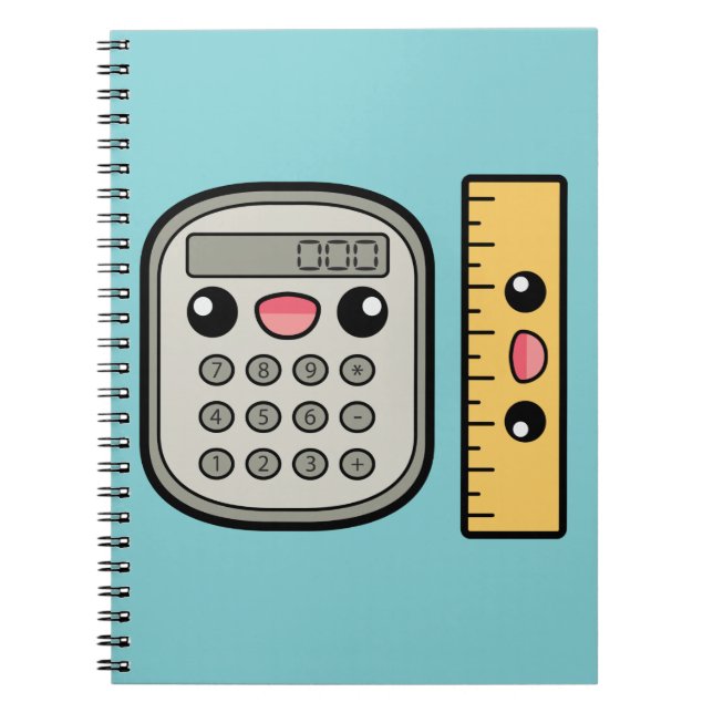 Carnet Calculatrice et règle mignonnes (Devant)
