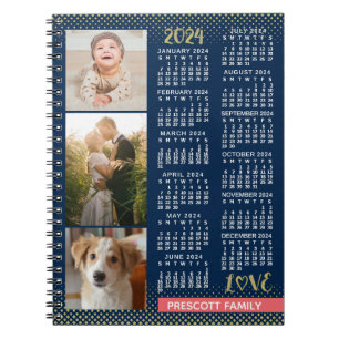 Carnet Calendrier 2024 Marine Coral Gold Family Photo Col