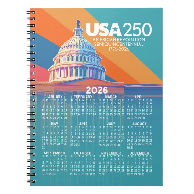 Carnet Calendrier 2026 avec le dôme du Capitole américain (Devant)
