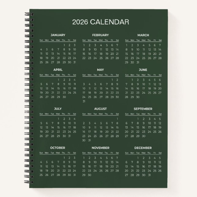 Carnet Calendrier 2026 Simple et Élégant |  (Devant)