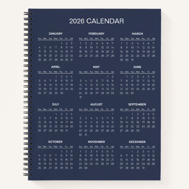 Carnet Calendrier 2026 Simple mais Élégant |  (Devant)