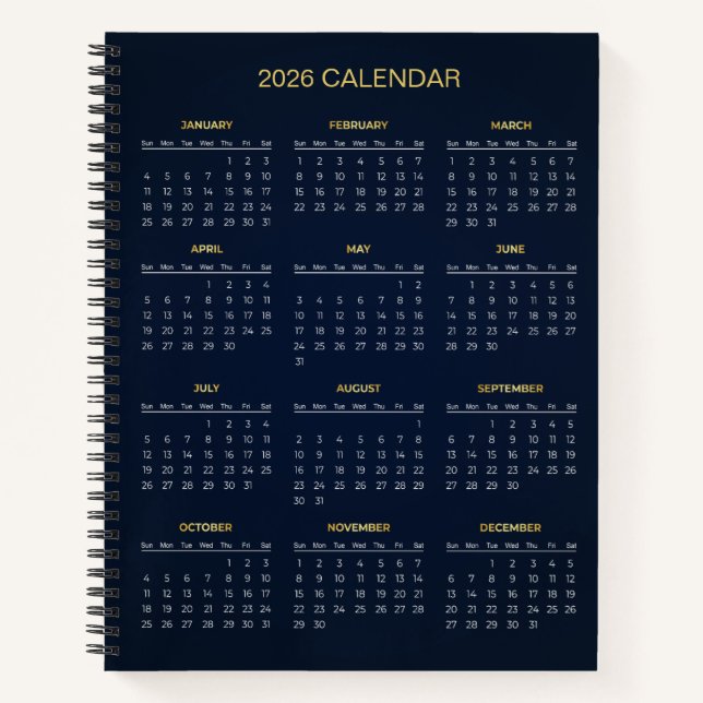 Carnet Calendrier 2026 Simple mais Élégant |  (Devant)