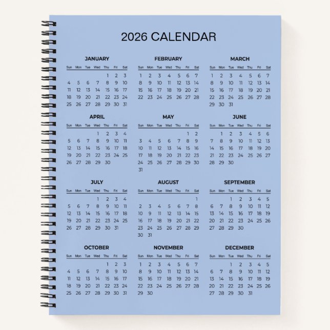 Carnet Calendrier 2026 simple mais élégant |  (Devant)