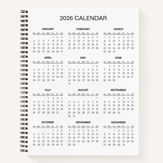 Carnet Calendrier 2026 Simple mais Élégant |  (Devant)