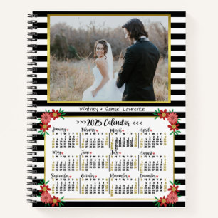 Carnet Calendrier de l'année 2025 Preppy Floral Stripes