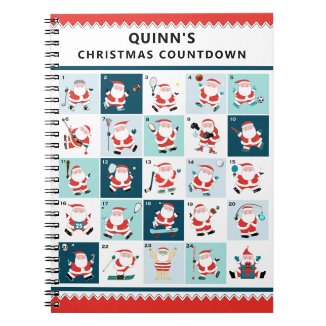 Carnet Calendrier de l'Avent de Noël personnalisé Noteboo (Devant)