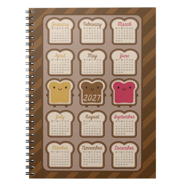 Carnet Calendrier Kawaii Bread 2027 (Devant)